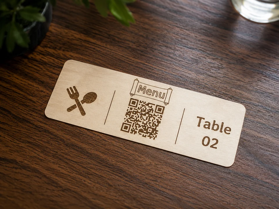 Plaque bois horizontale menu table restaurant