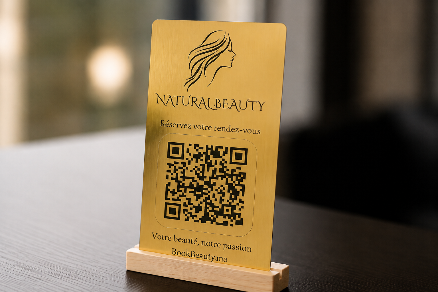 Plaque doree murale salon de beaute Natural Beauty