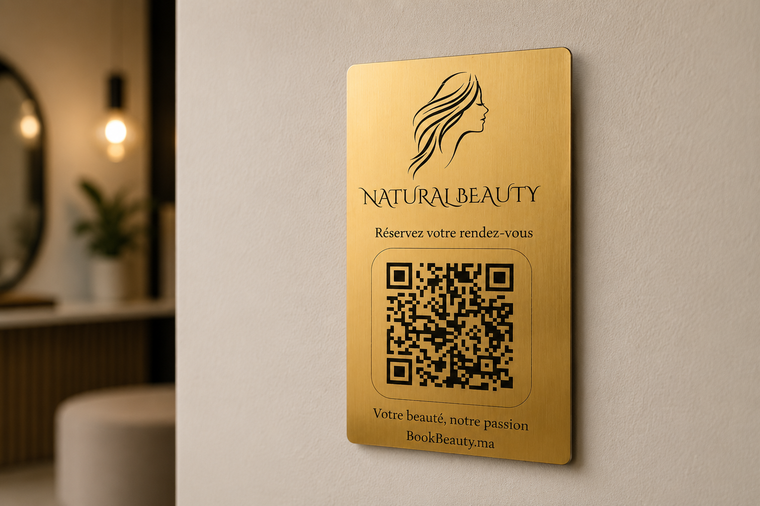 Plaque doree sur support bois salon Natural Beauty 2
